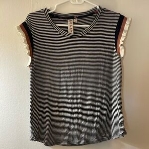 Dolan Knit Striped Top with Ruffle Sleeve